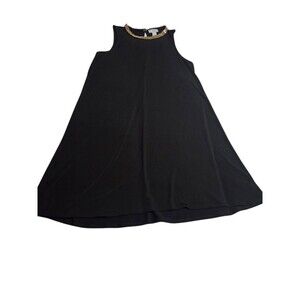 Carmen Marc Valvo Dress Women's L Black Gold Chain Romantic Cocktail Elegant G11